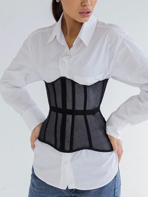 Mesh See Through Straps Corset Top