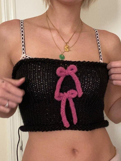 Bow Design Crochet Knitted Tube Top