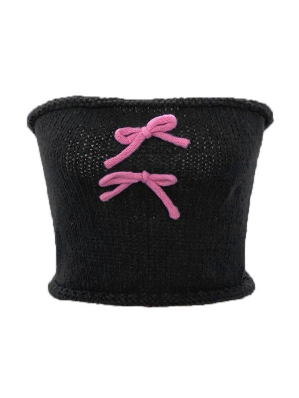 Bow Design Crochet Knitted Tube Top