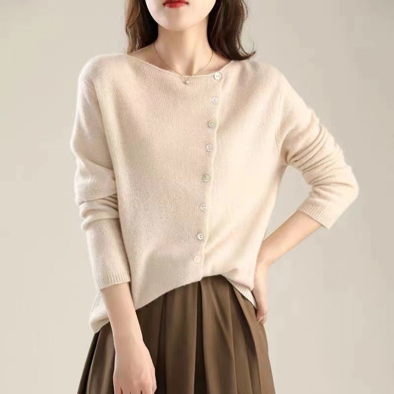| Asymmetric Button Sweater