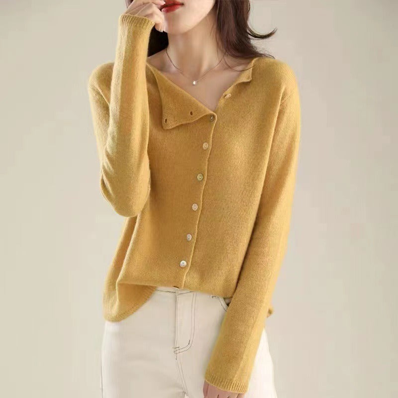 | Asymmetric Button Sweater