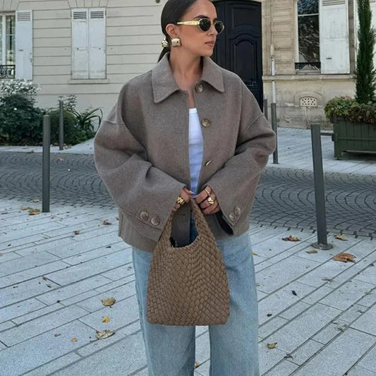 Arina Lapel Button-Up Jacket