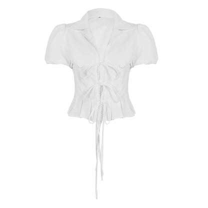 Samaria Lace Tie-Front Crop Top