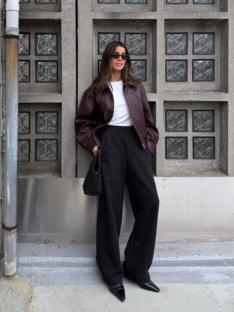 Muriel Faux Leather Zip-Up Jacket