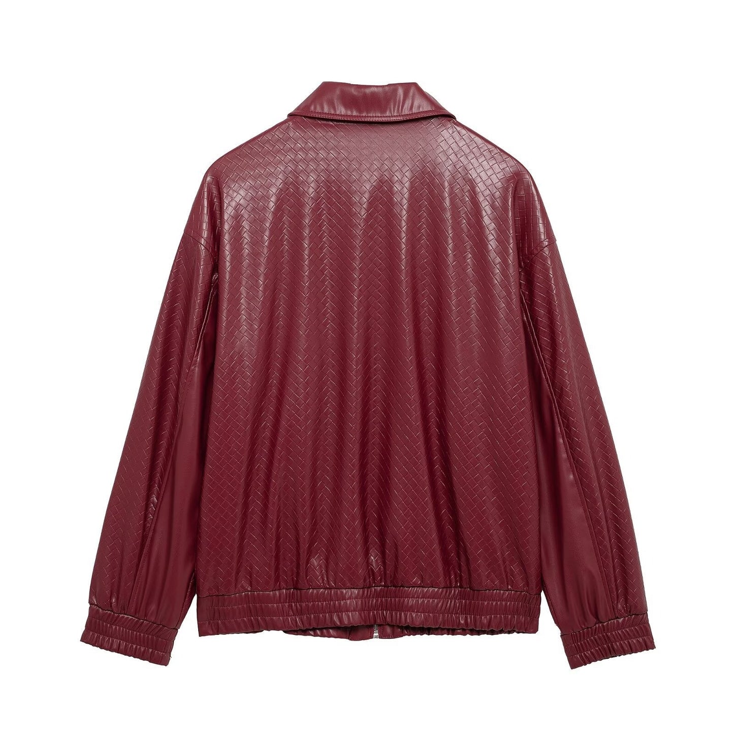 Catalyna Burgundy Faux Leather Jacket