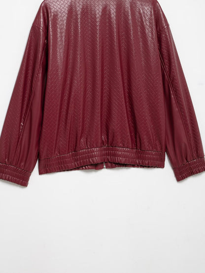 Catalyna Burgundy Faux Leather Jacket