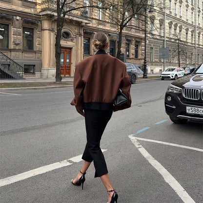 Isela Padded Shoulder Cropped Jacket