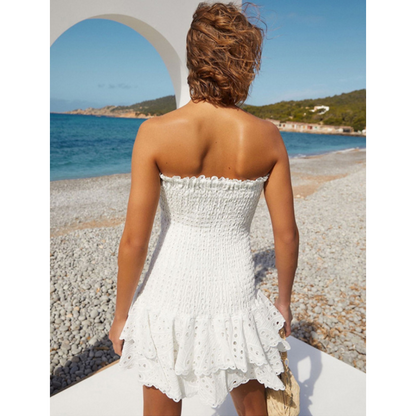 | Smocked Strapless Mini Dress