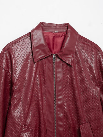 Catalyna Burgundy Faux Leather Jacket