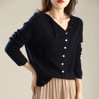 | Asymmetric Button Sweater