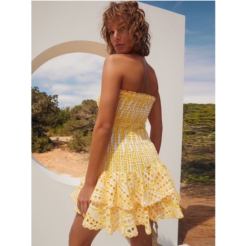 | Smocked Strapless Mini Dress