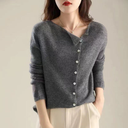 | Asymmetric Button Sweater