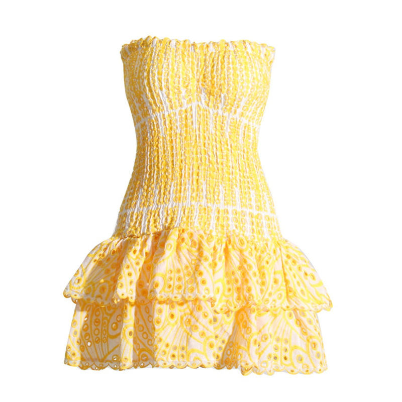 | Smocked Strapless Mini Dress