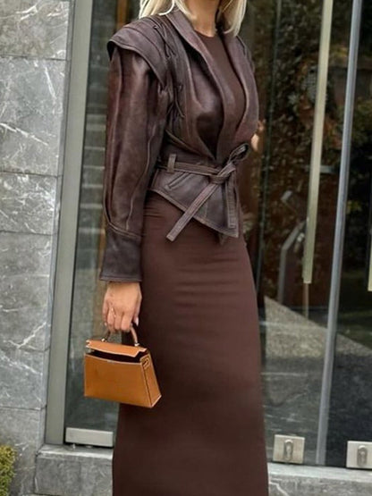 Mishika Crinkled Faux Leather Jacket