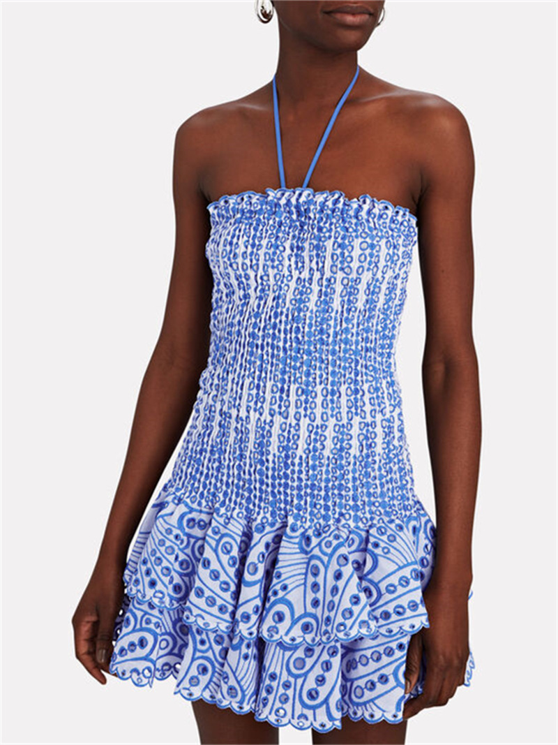 | Smocked Strapless Mini Dress