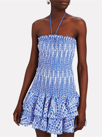 | Smocked Strapless Mini Dress