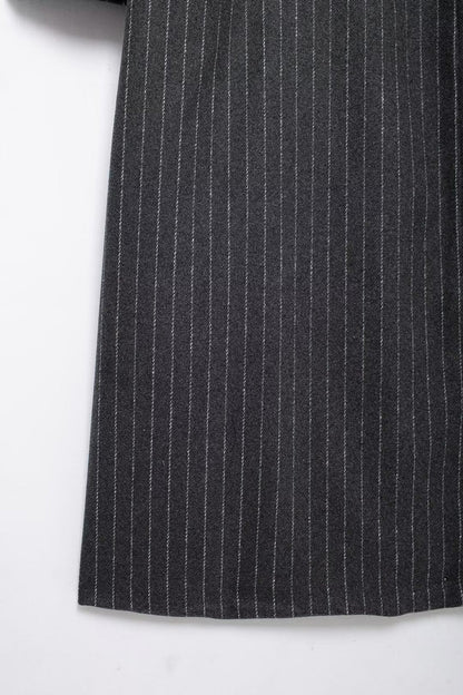 Kassidee Striped Lapel Long Coat