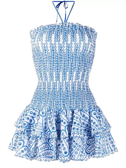 | Smocked Strapless Mini Dress
