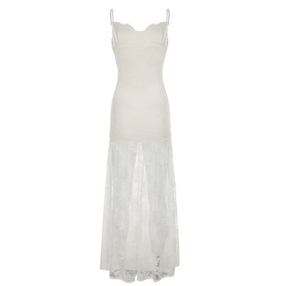 Ilyas Apricot Lace Flower Maxi Dress