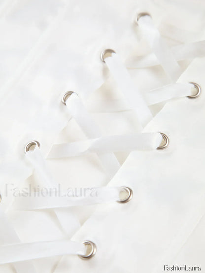 Ivory Glow Tied Trendy Crop Corset Top