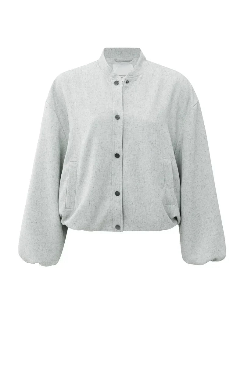 Buttoned Bomber Jacket | Stand Collar | Relaxed Fit
