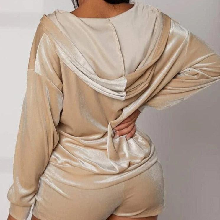 KittenAlarm - Jamila Velvet Zip Up Jacket & Mini Shorts Set