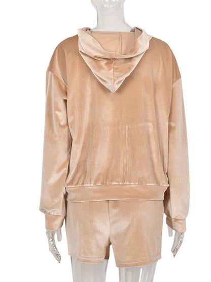 KittenAlarm - Jamila Velvet Zip Up Jacket & Mini Shorts Set
