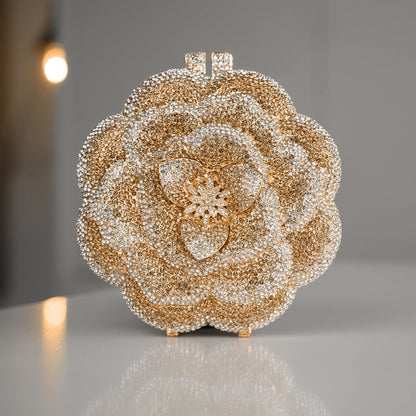 Jeline Gold Flower Clutch Bag
