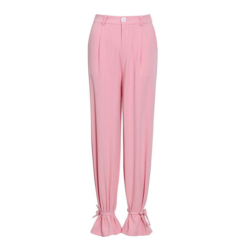 KittenAlarm - Jinelle Solid Blazer Top & Tied Trim Pants Set