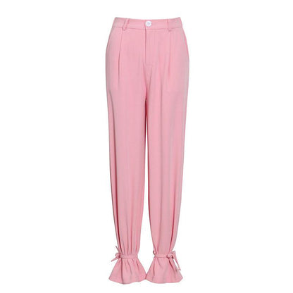 KittenAlarm - Jinelle Solid Blazer Top & Tied Trim Pants Set