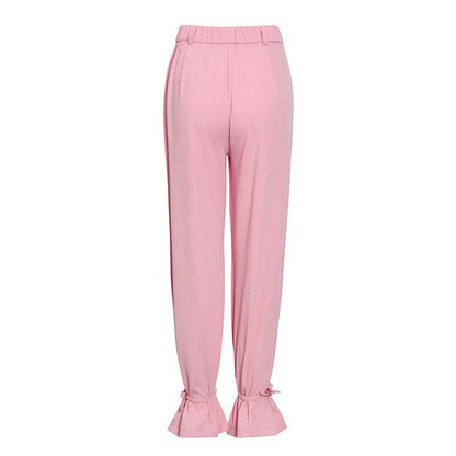 KittenAlarm - Jinelle Solid Blazer Top & Tied Trim Pants Set