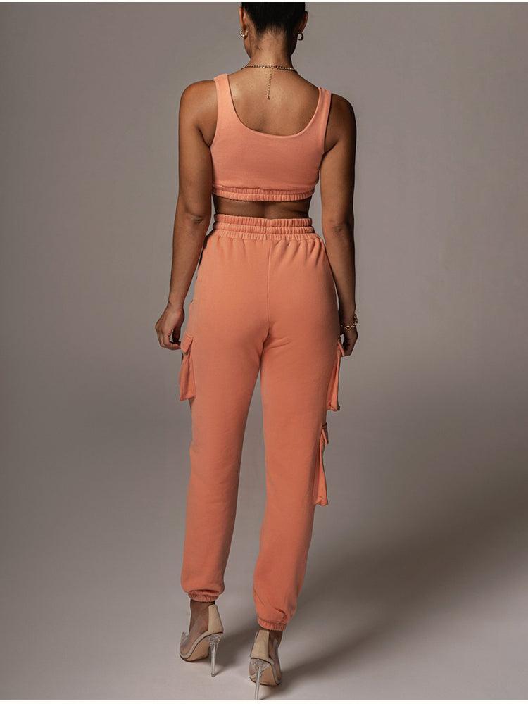 KittenAlarm - Joana Solid Tank Top & Cargo Jogger Pants Set