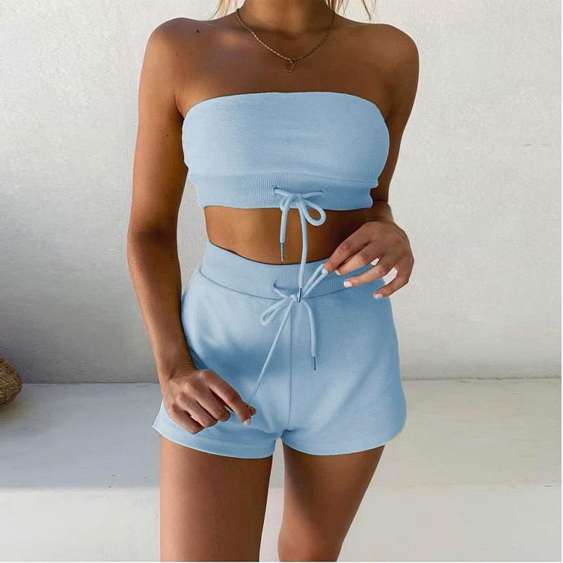 KittenAlarm - Josalyn Bandeau Top & Mini Shorts Set