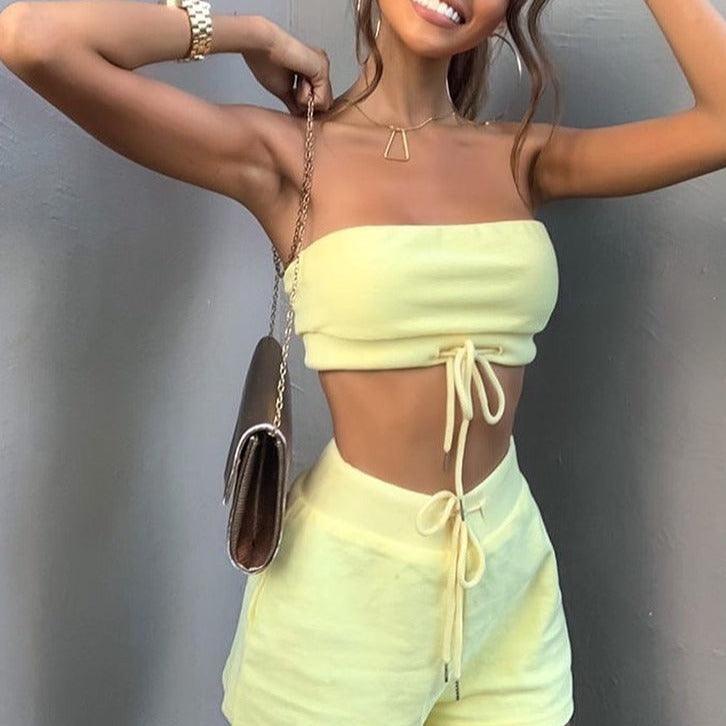 KittenAlarm - Josalyn Bandeau Top & Mini Shorts Set