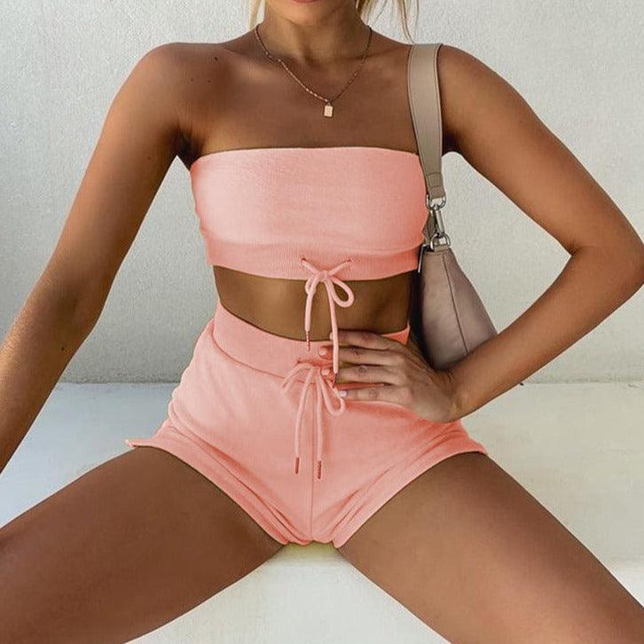 KittenAlarm - Josalyn Bandeau Top & Mini Shorts Set