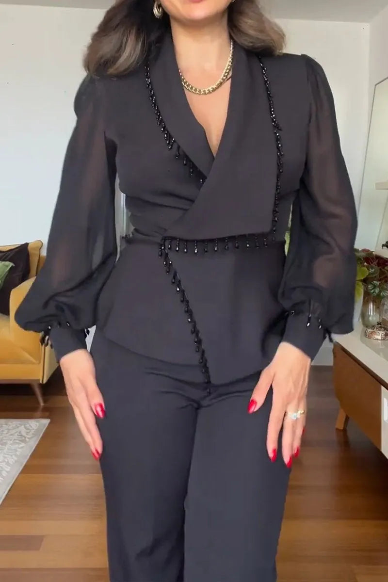 Izara - Rhinestone Detailed Two-Piece Set