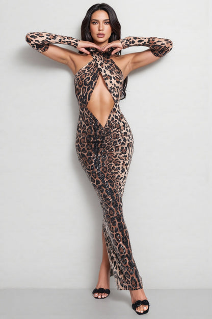 Juno Halter Sequin Maxi Dress
