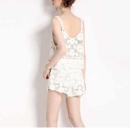 KittenAlarm - Judith Floral Crochet Shorts Set