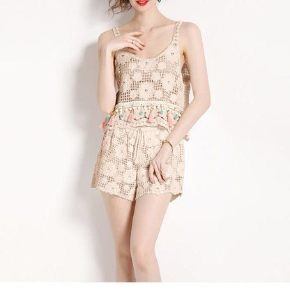 KittenAlarm - Judith Floral Crochet Shorts Set