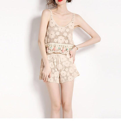 KittenAlarm - Judith Floral Crochet Shorts Set
