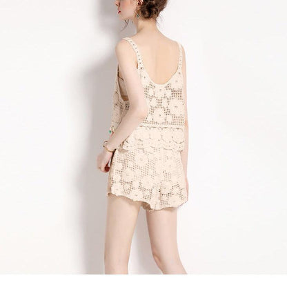 KittenAlarm - Judith Floral Crochet Shorts Set