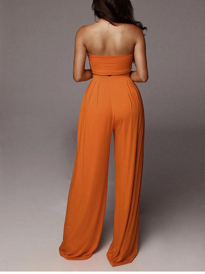 KittenAlarm - Julieth Strapless Top & Wide Pants Set