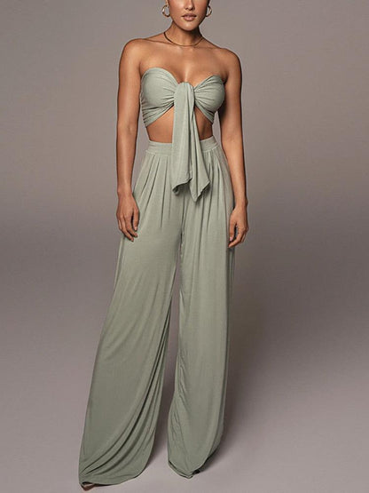 KittenAlarm - Julieth Strapless Top & Wide Pants Set