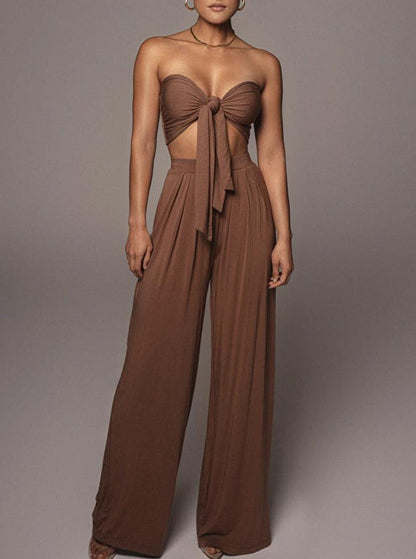 KittenAlarm - Julieth Strapless Top & Wide Pants Set