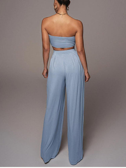 KittenAlarm - Julieth Strapless Top & Wide Pants Set