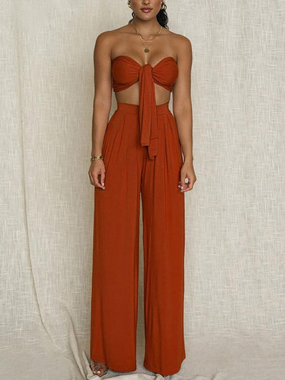 KittenAlarm - Julieth Strapless Top & Wide Pants Set