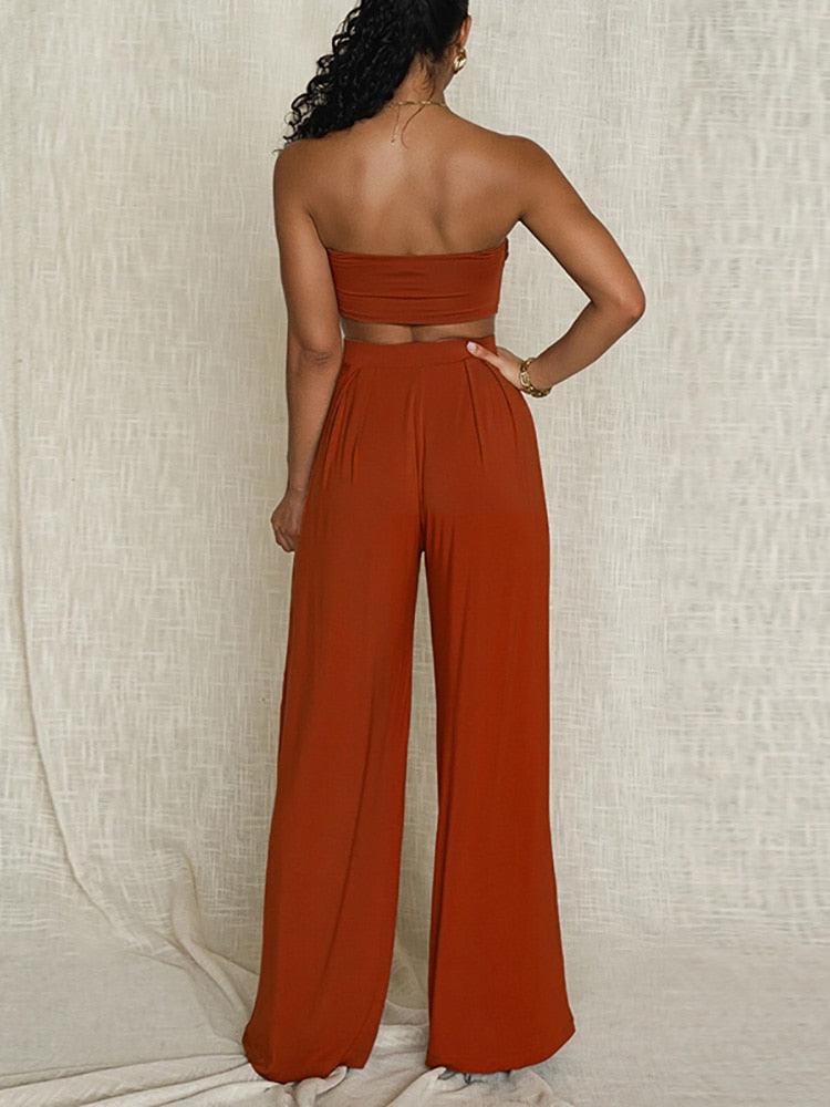 KittenAlarm - Julieth Strapless Top & Wide Pants Set