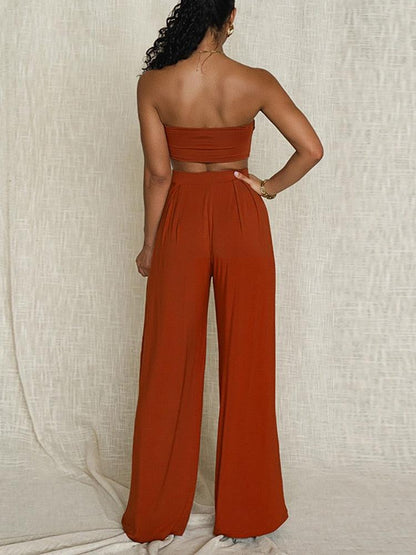 KittenAlarm - Julieth Strapless Top & Wide Pants Set