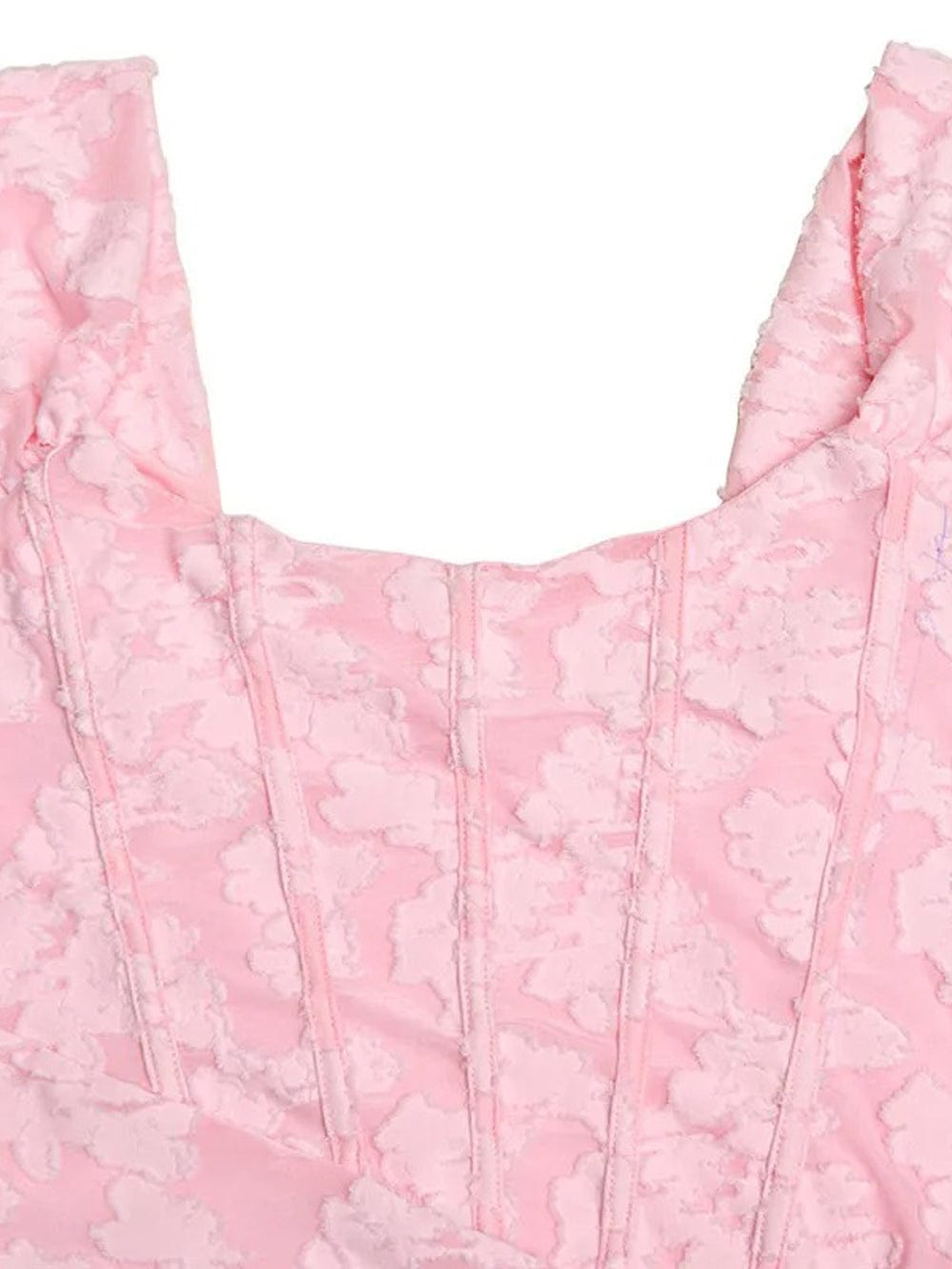 Sweetheart Corset Off-Shoulder Ruched Floral Jacquard High-Low Maxi Dress