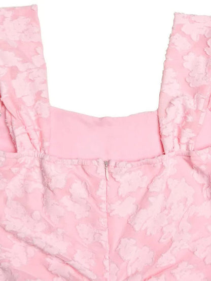 Sweetheart Corset Off-Shoulder Ruched Floral Jacquard High-Low Maxi Dress
